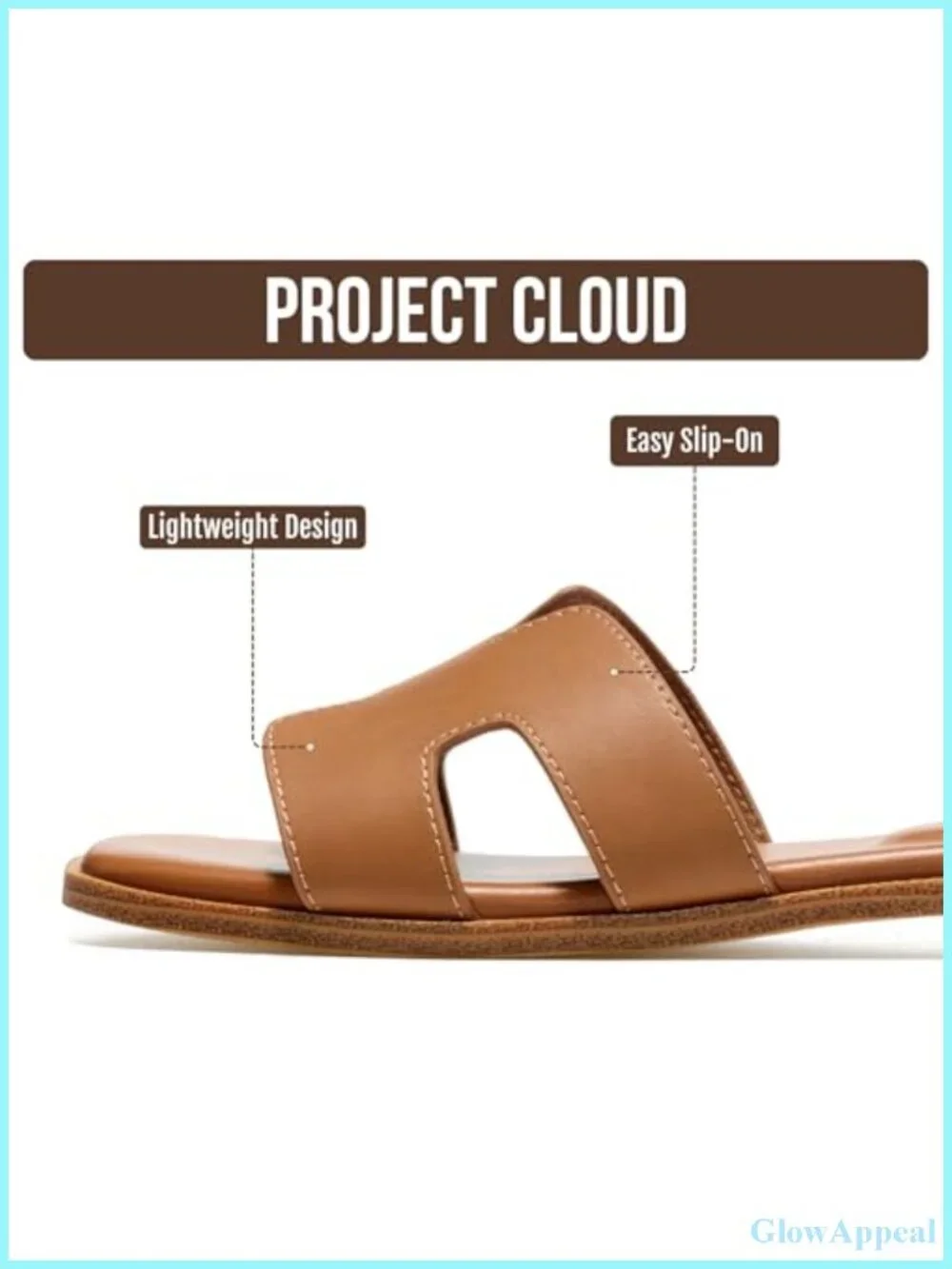 Genuine Leather Slip-On Sandals for Women, Memory Foam Insole, Flat Sandals